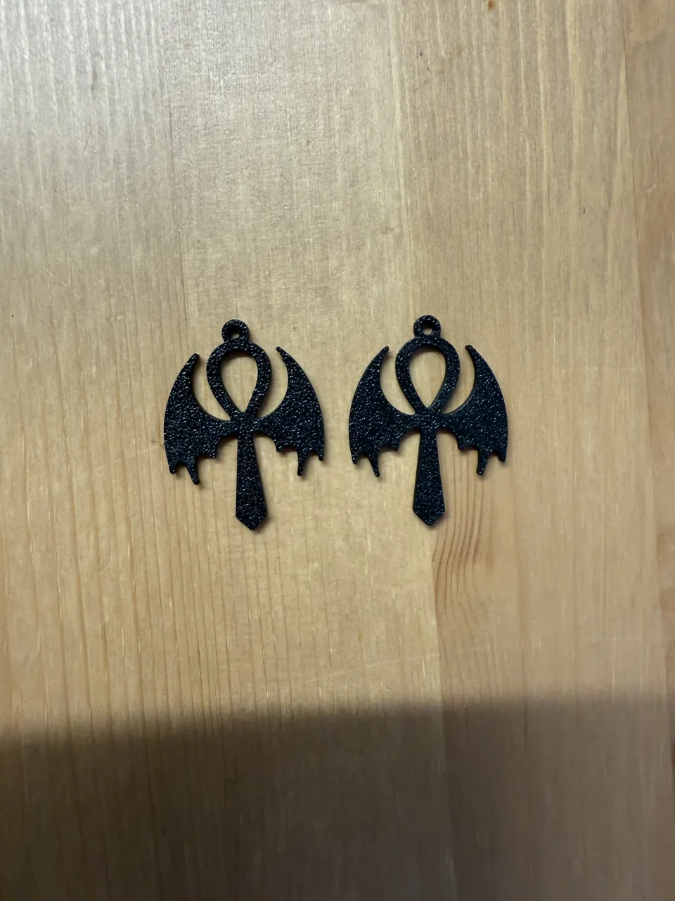 Gothic Ankh Bat Earrings view 2