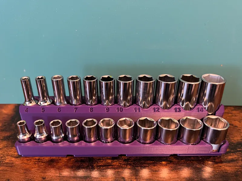 Gridfinity 1/4" Socket Holder - Metric