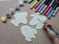 Set de coloriage avion et fusée à assembler — photo 2