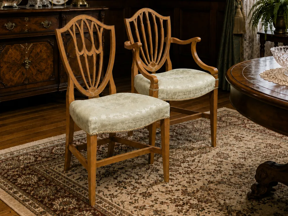 Figura decorativa: Miniature Shield-back Dining Chairs. Referencia del modelo original.