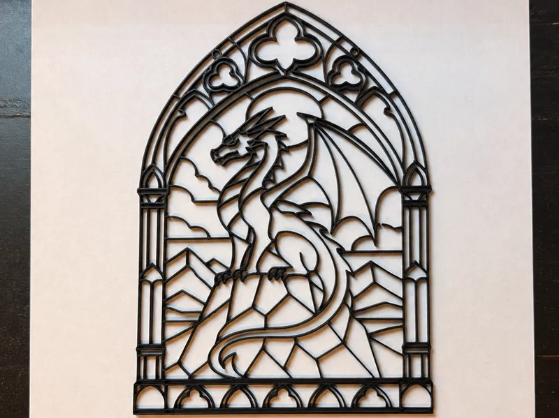 Gothic Dragon Stained Glass Resin Outline