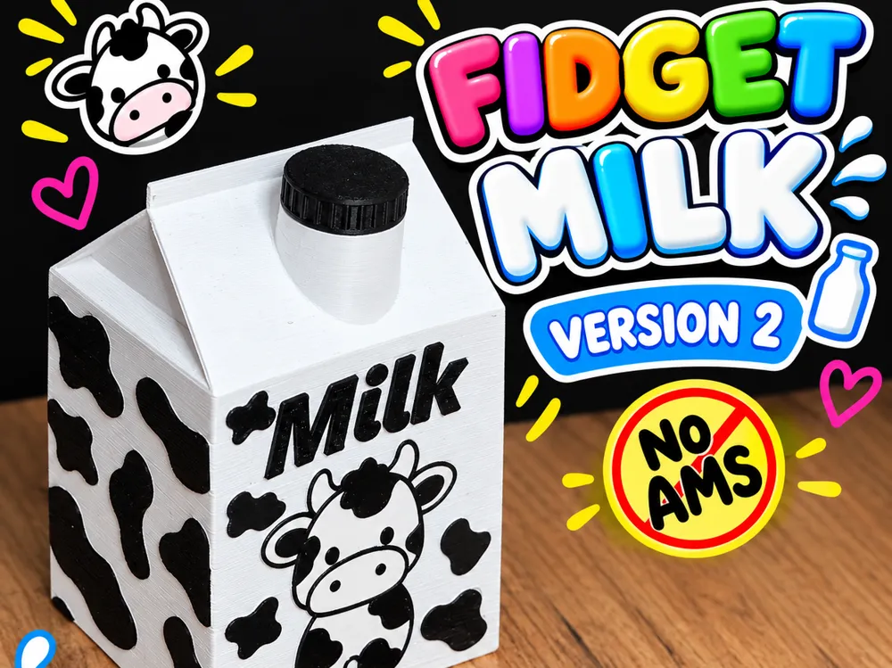 Fidget Milk Carton Version 2 - NO AMS - Free 3D Print Model - MakerWorld