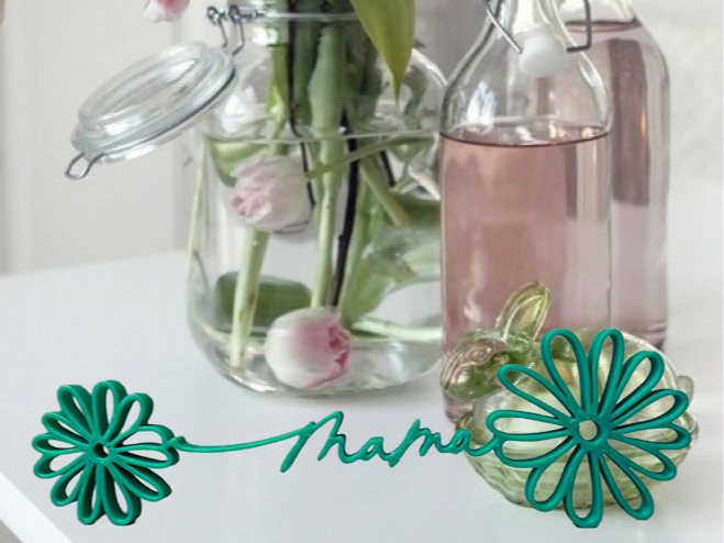 Mama Schriftzug mit Blumen – Minimalistische Deko