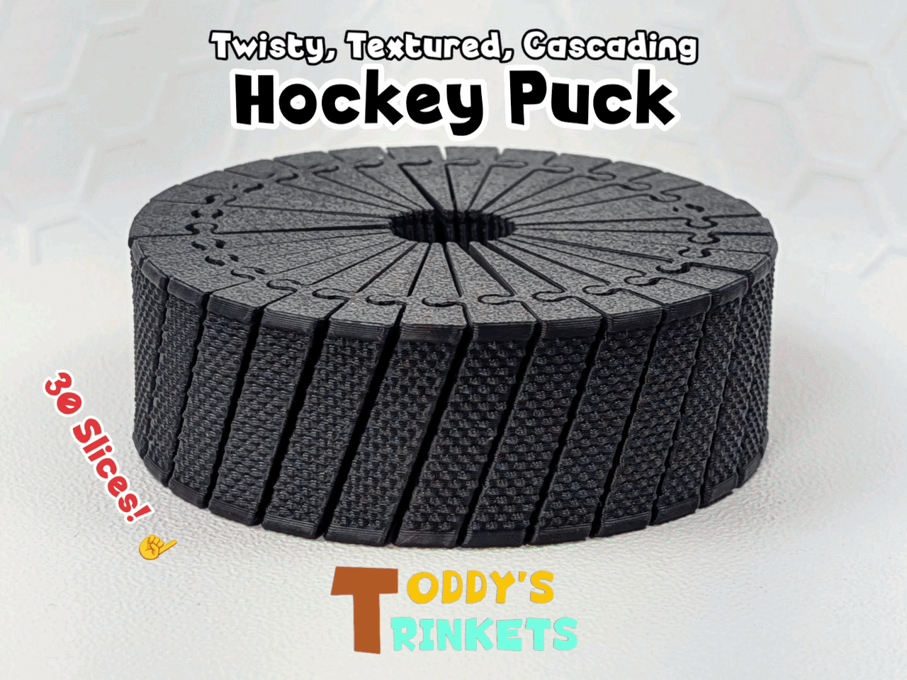 Twisty, Textured Hockey Puck Fidget - 30 Slices!
