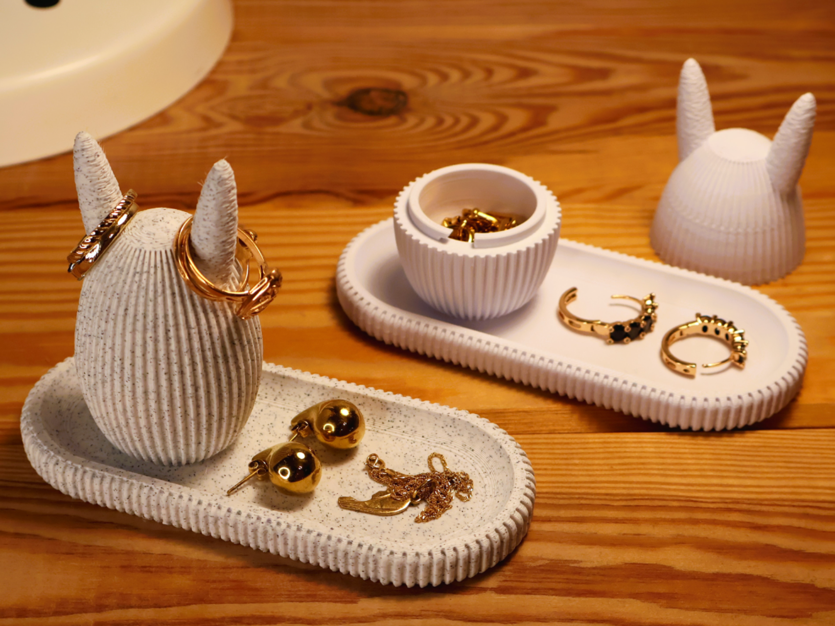 Japandi Bunny Ring Holder with Hidden Storage