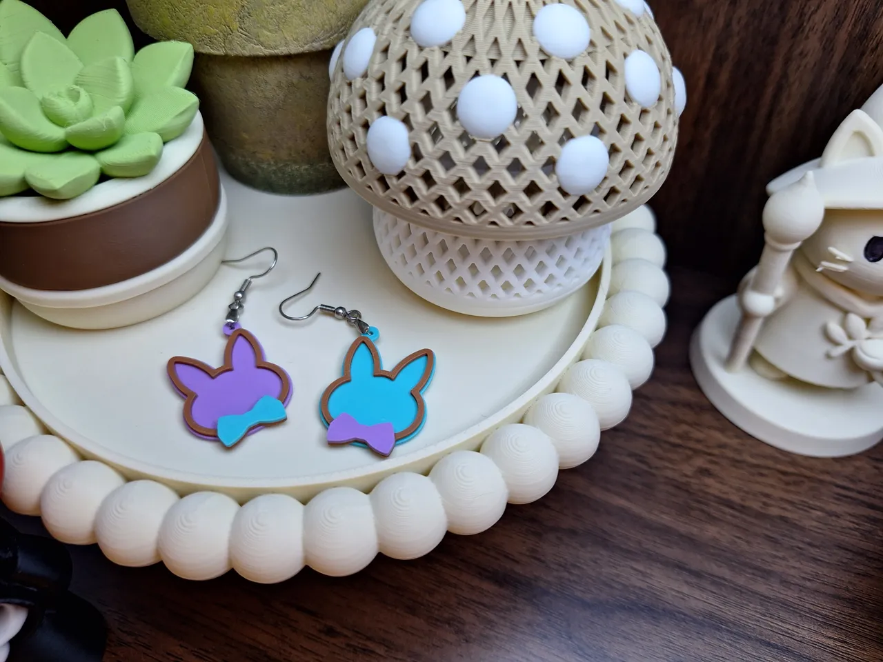 Bunny Bow Tie Earrings view 2