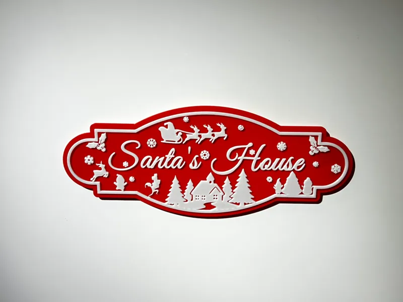 Santa’s House – Multi-Color Christmas Road Sign
