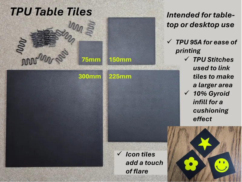 "Stitch-able" Square TPU Table Tiles