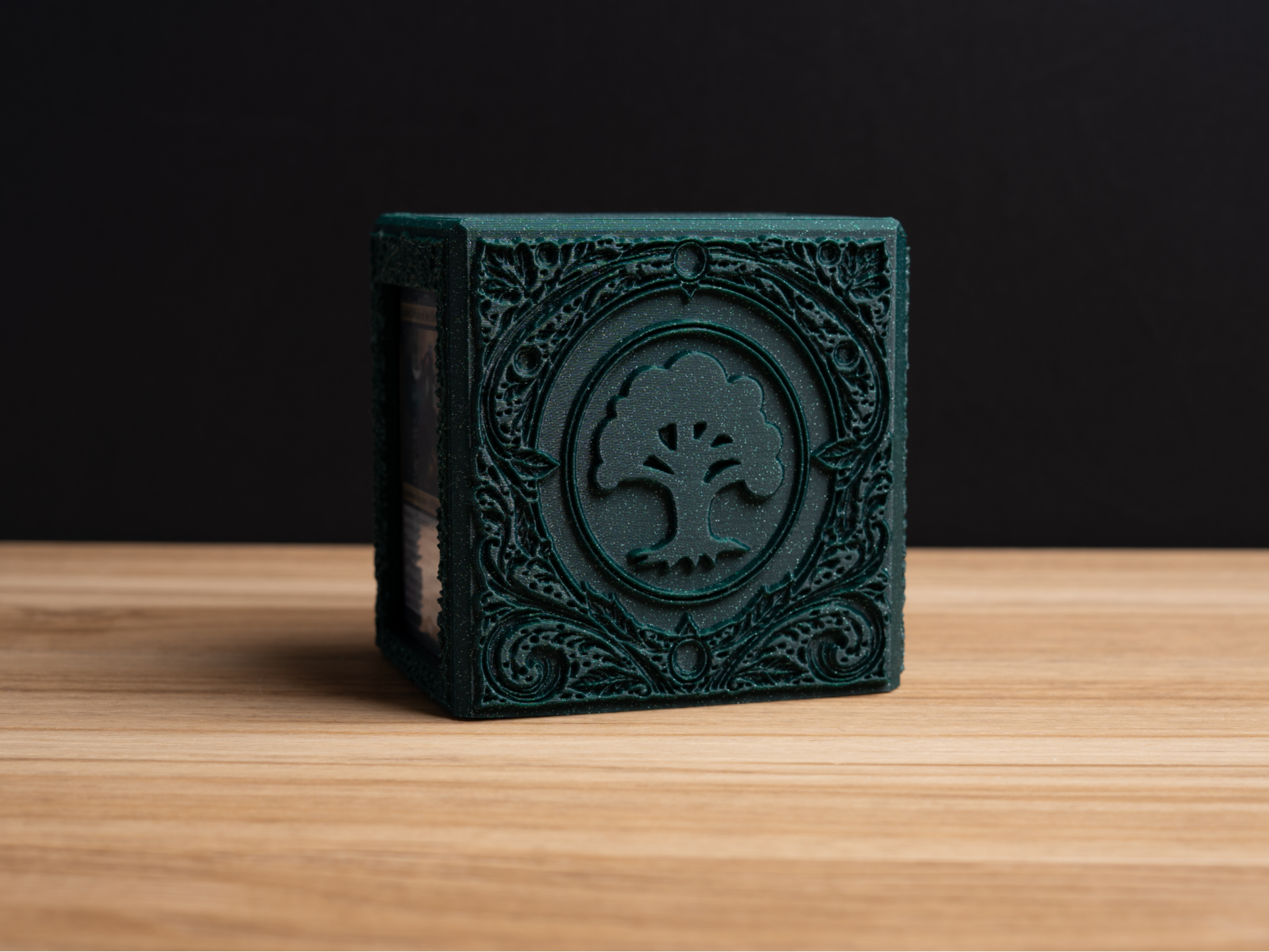 Embossed MTG Forest Black Mana Deck Box