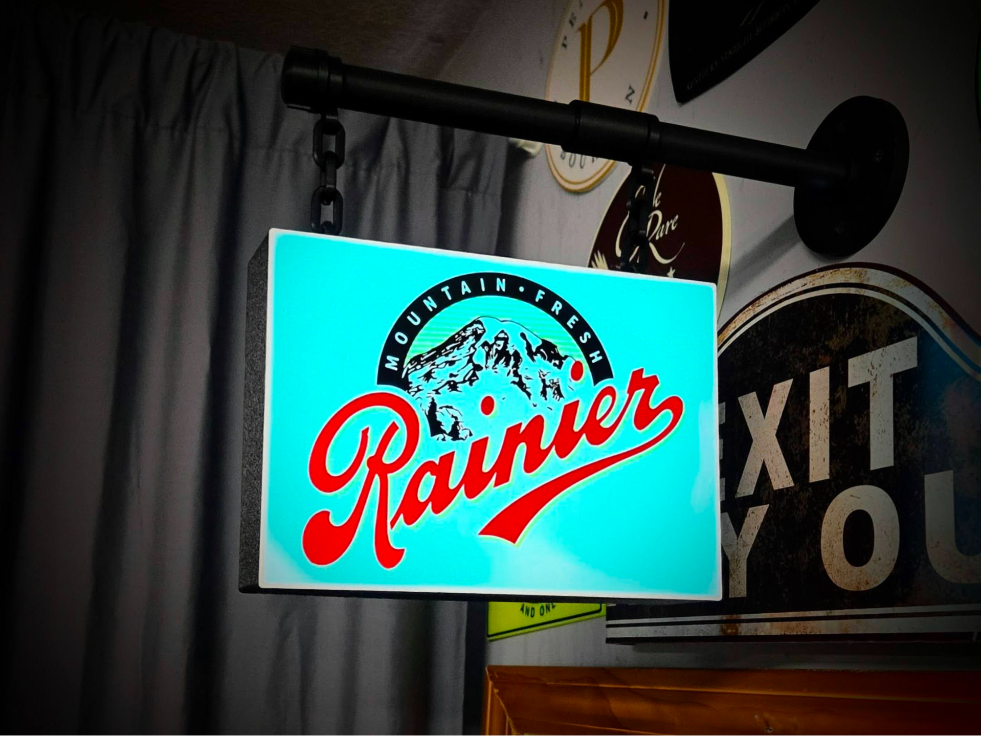 RAINIER ~ 2-Sided Hanging Pub Style Sign