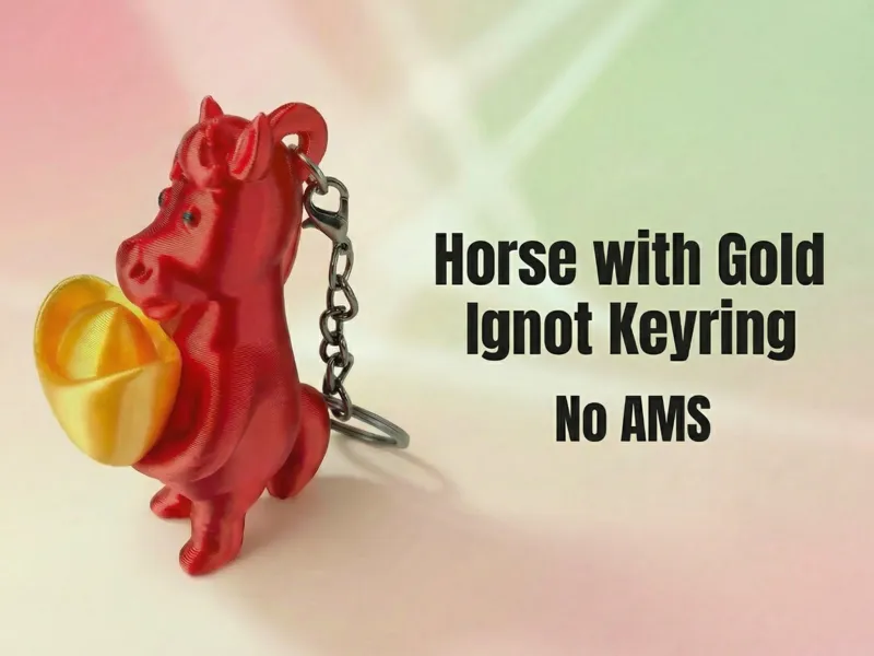 Lucky Horse with Gold Ingot Keyring – Horse Year
