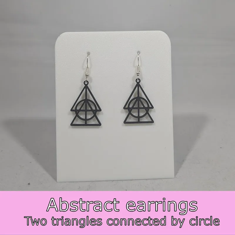 Abstract earrings - two triangles connected view 2
