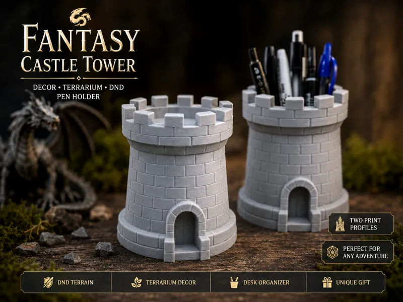 Fantasy Castle Tower - DnD Terrain & Pen Holder