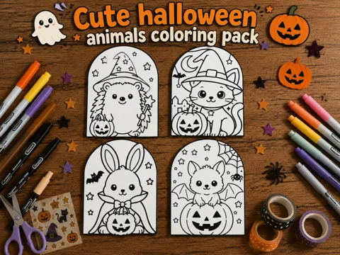 Modelo para impresión 3D: Cute halloween animals coloring pack — referencia de MakerWorld