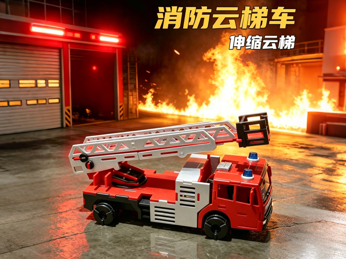 可伸缩云梯消防车拼装模型 车辆 特种车 消防 救火 灭火