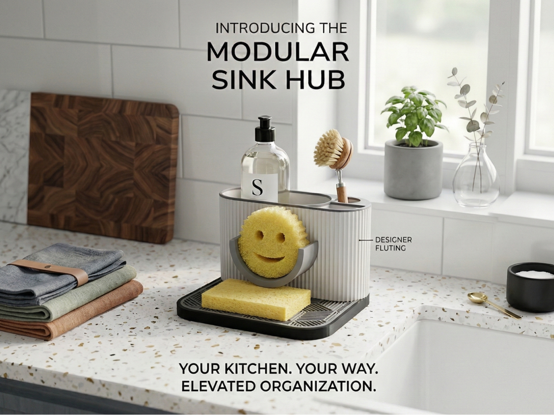 Modular Modern Kitchen Sink Organizer| Scrub Daddy