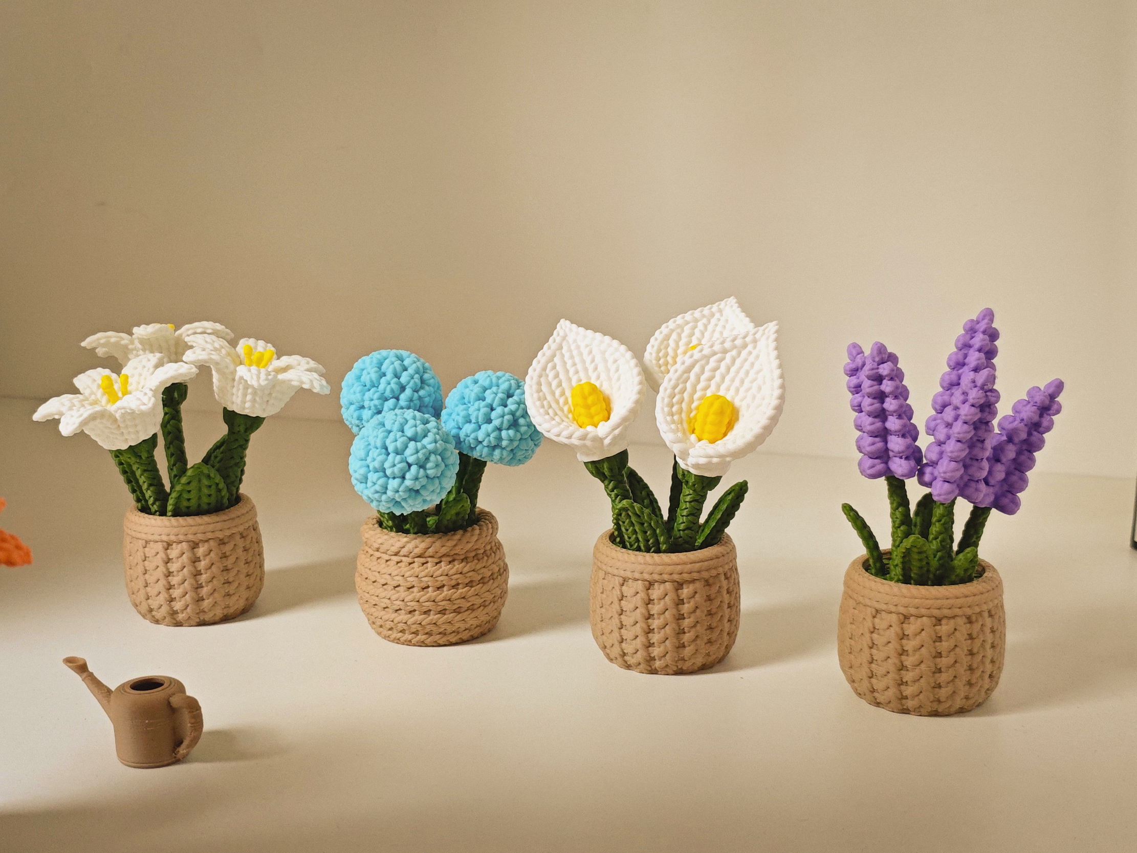 Maceta con lavanda y hortensia tejidas 10 cm — imagen 4 de impresión 3D