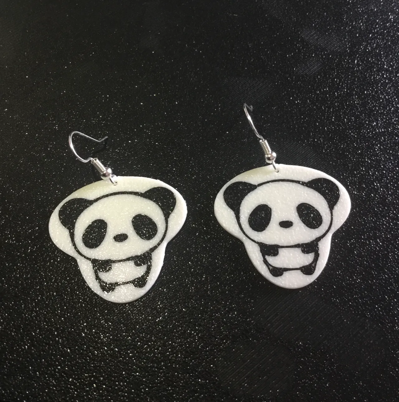Cute Panda earrings fast simple print view 2