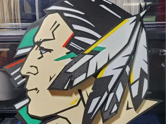 UND Fighting Sioux Raised Feathers Sign