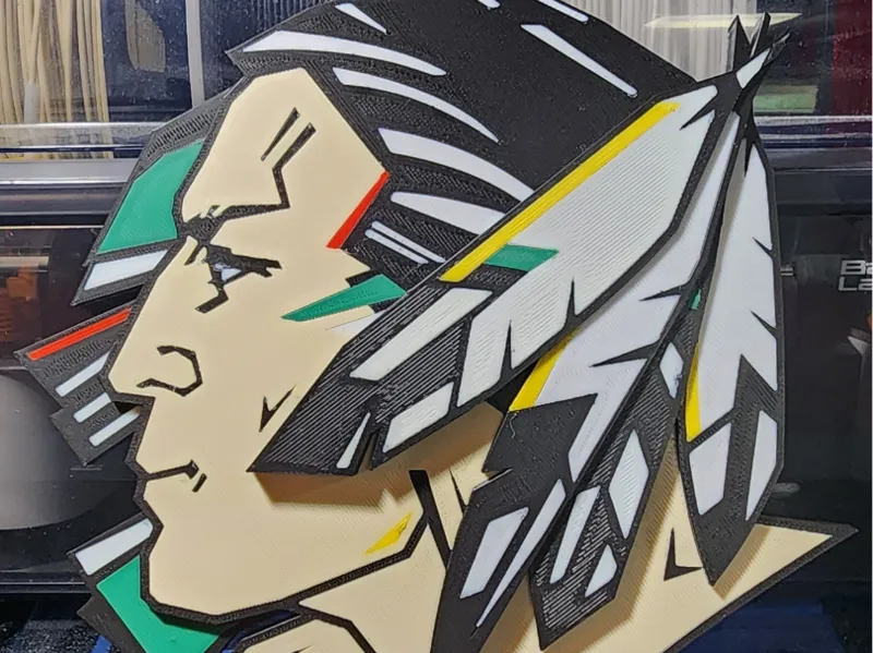 UND Fighting Sioux Raised Feathers Sign