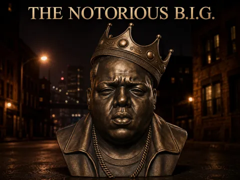 Figura decorativa: The Notorious B.I.G. Bust — referencia de MakerWorld