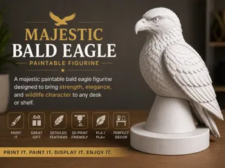 Paintable Bald Eagle Figurine – Majestic Bird Desk