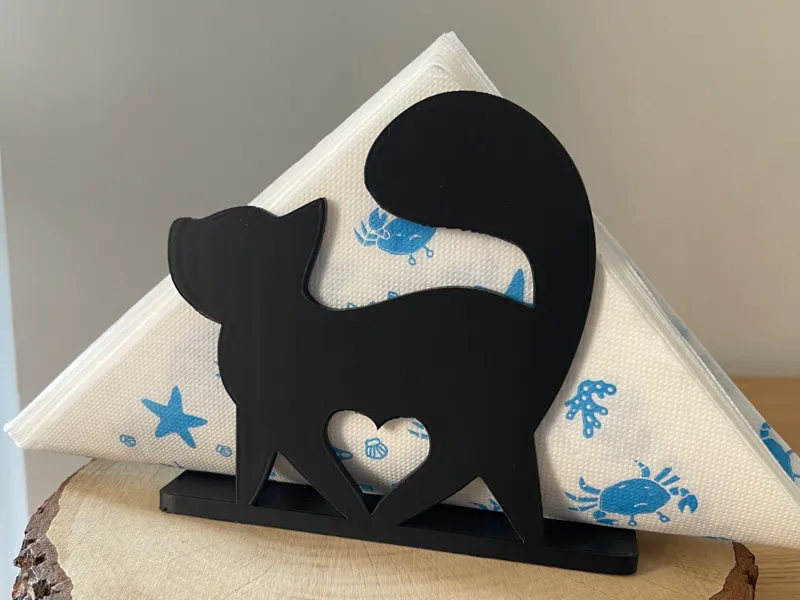 Cute cat napkin holder with heart