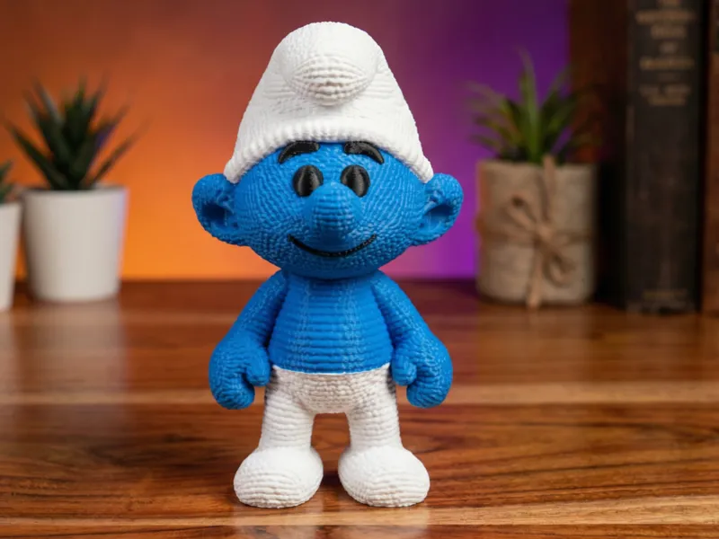 Knitted Smurfs figure decor