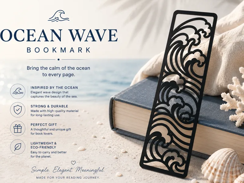 Ocean Wave Minimalist Bookmark