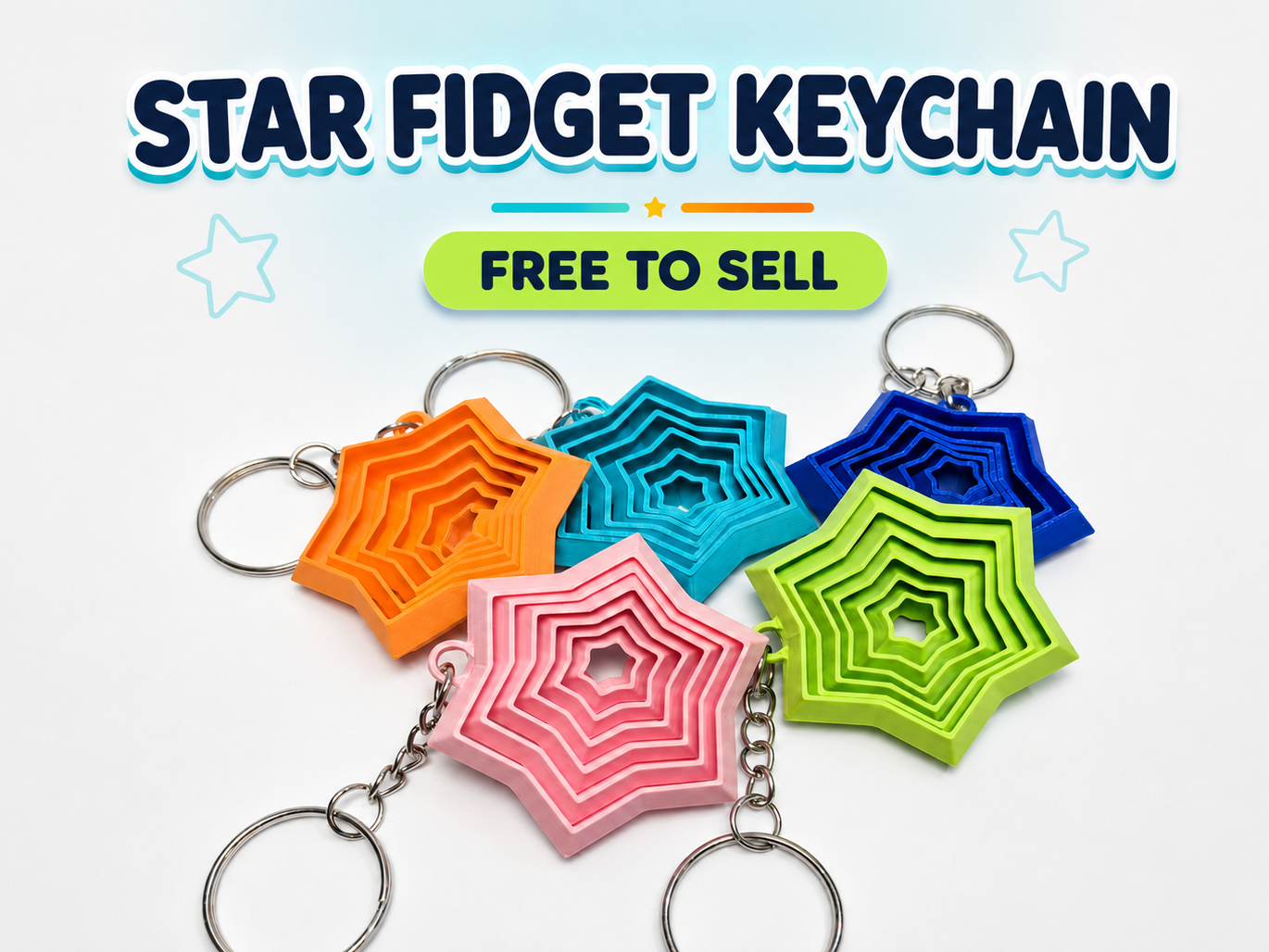 Star Fidget Keychain – Print in Place - 1