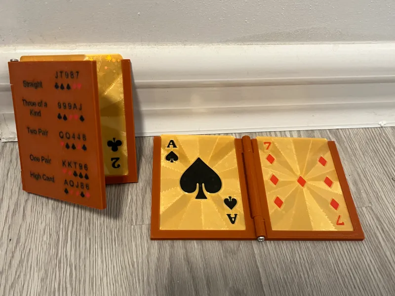 Poker card book holder with cheat sheet