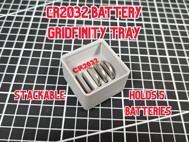 CR2032 Battery Gridfinity Bin (1x1x4)