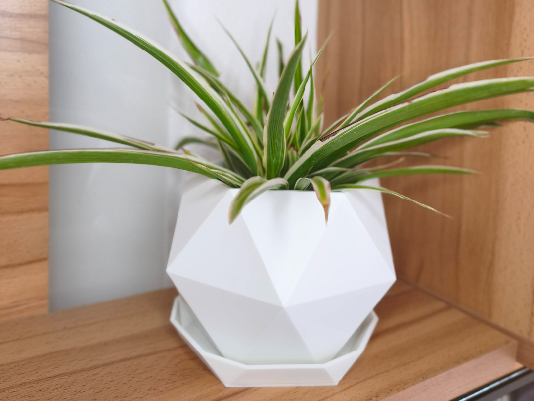 Modern Low-Poly Geometric Planter & Drip Tray
