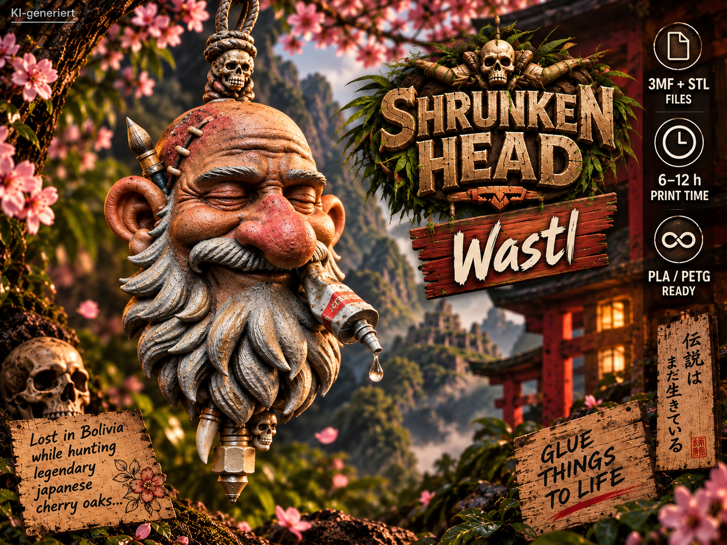 Wastl – Shrunken Head | Halloween 3D Print - 1