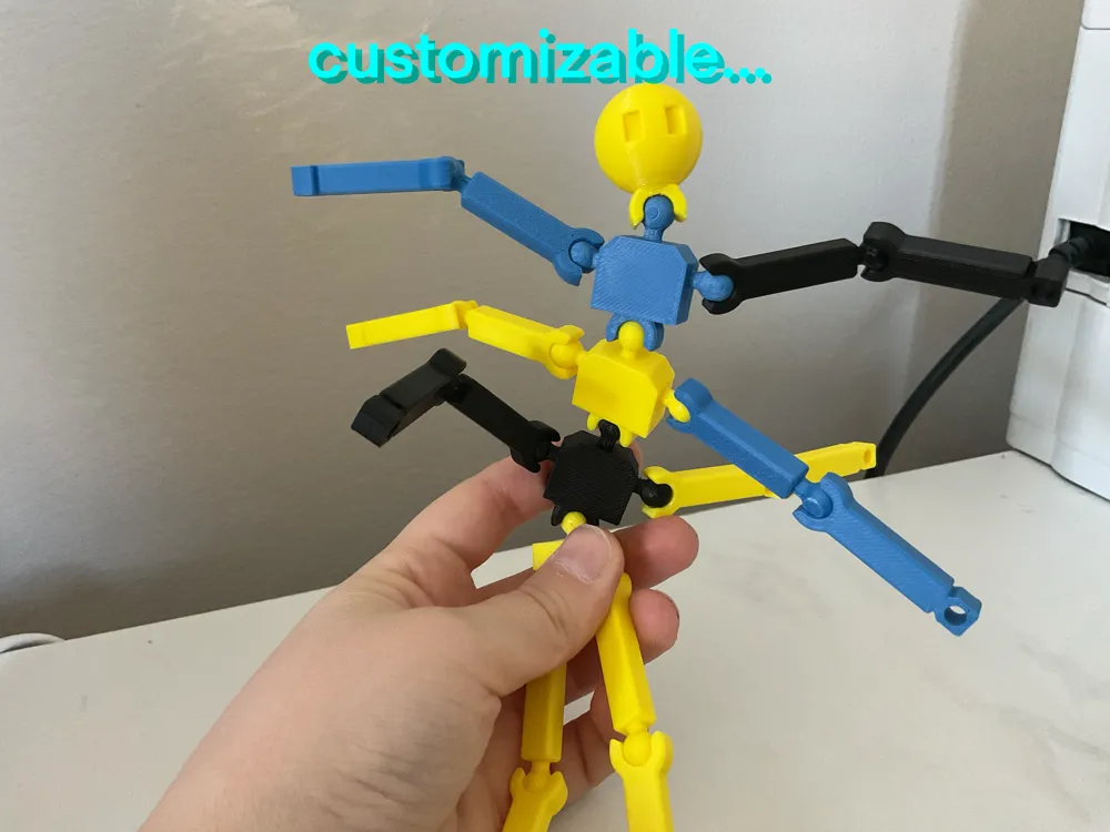 Stick-Bot V1.0 | 12 Articulated Joints | Remixable - Free 3D Print ...