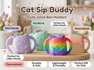 Cat Juice Box Holder for Kids