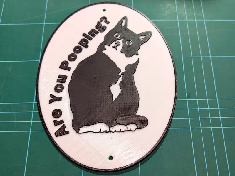 Tuxedo Cat Are You Pooping? Sign