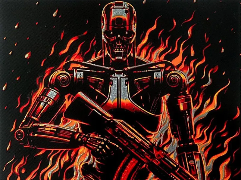 T-800 rising from the flames - HueForge