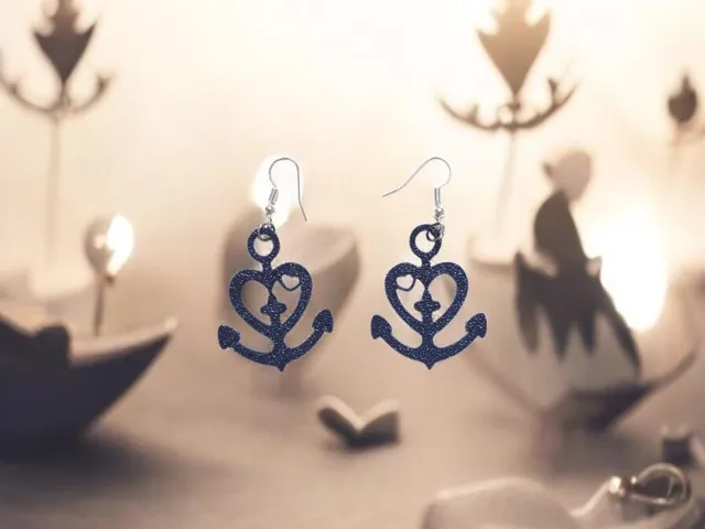 Heart in the heart anchored earrings