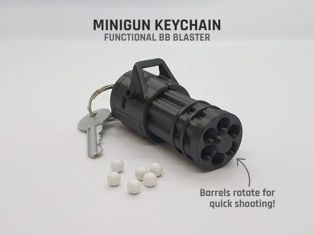 Minigun Keychain — Functional BB Blaster