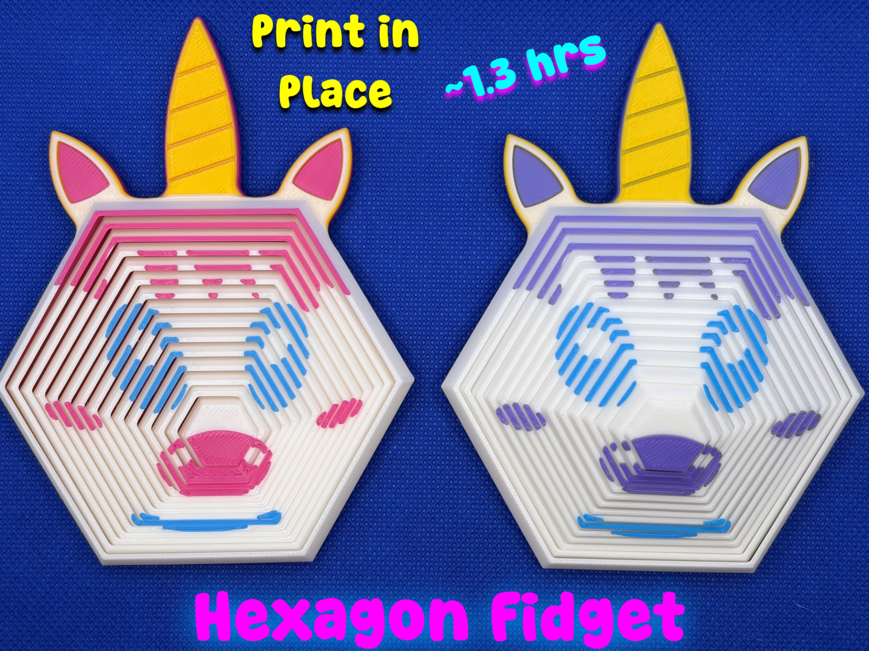 Unicorn Hexagon Fidget Toy (Print in Place)
