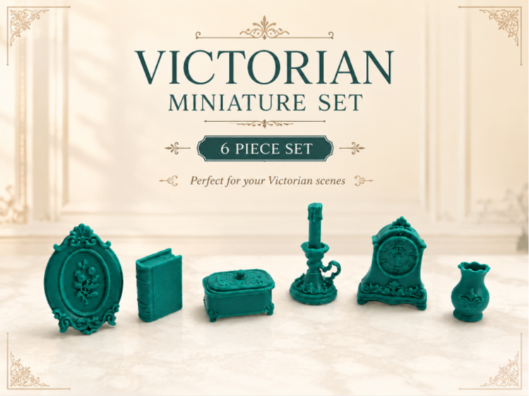 Victorian Mantel & Decor Set – 6 Miniatures