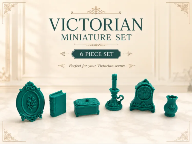 Victorian Mantel & Decor Set – 6 Miniatures