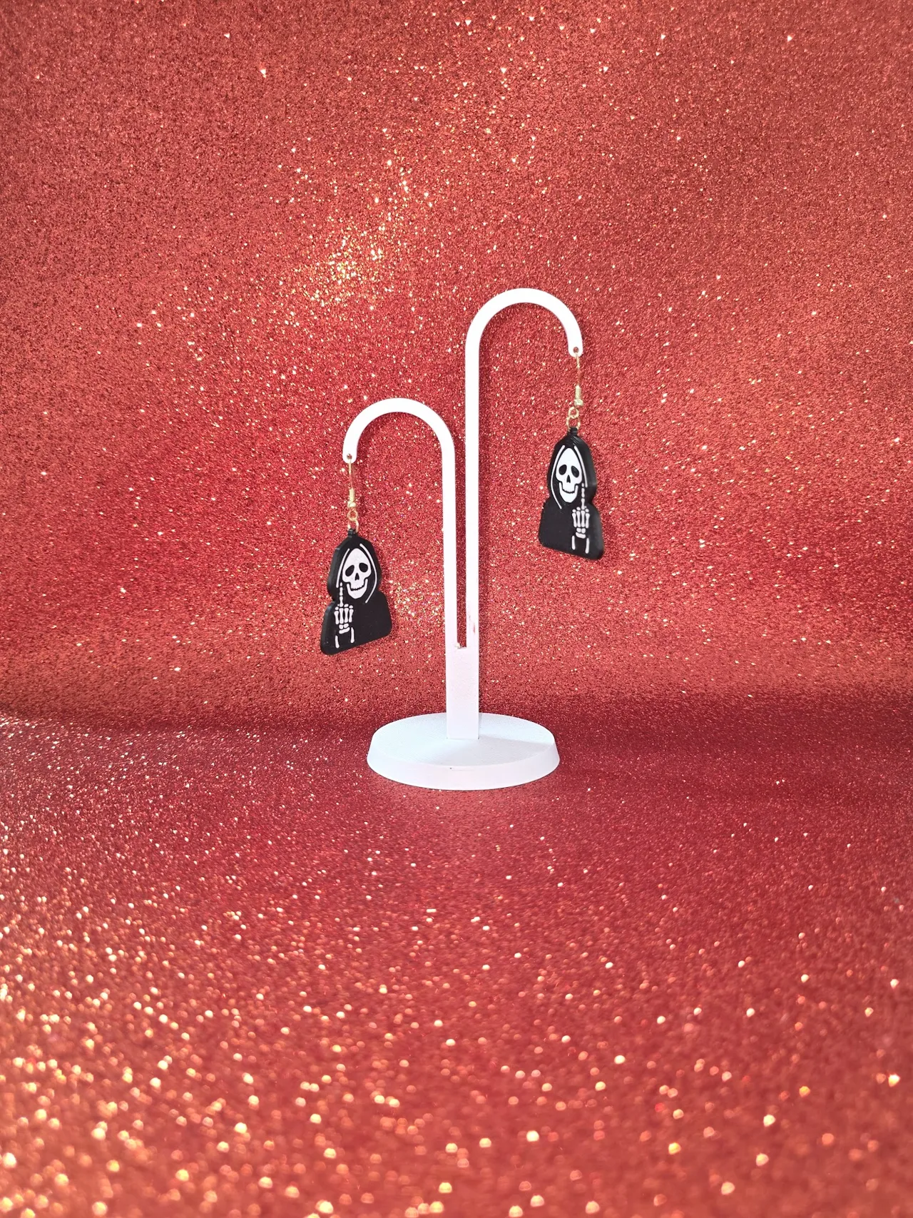 Crazy skeleton earrings view 3