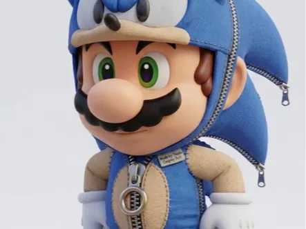 Mario Cosplay Sonic Suit Figure