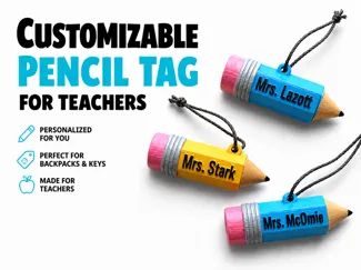 Customizable Pencil Name Tag for Teachers 