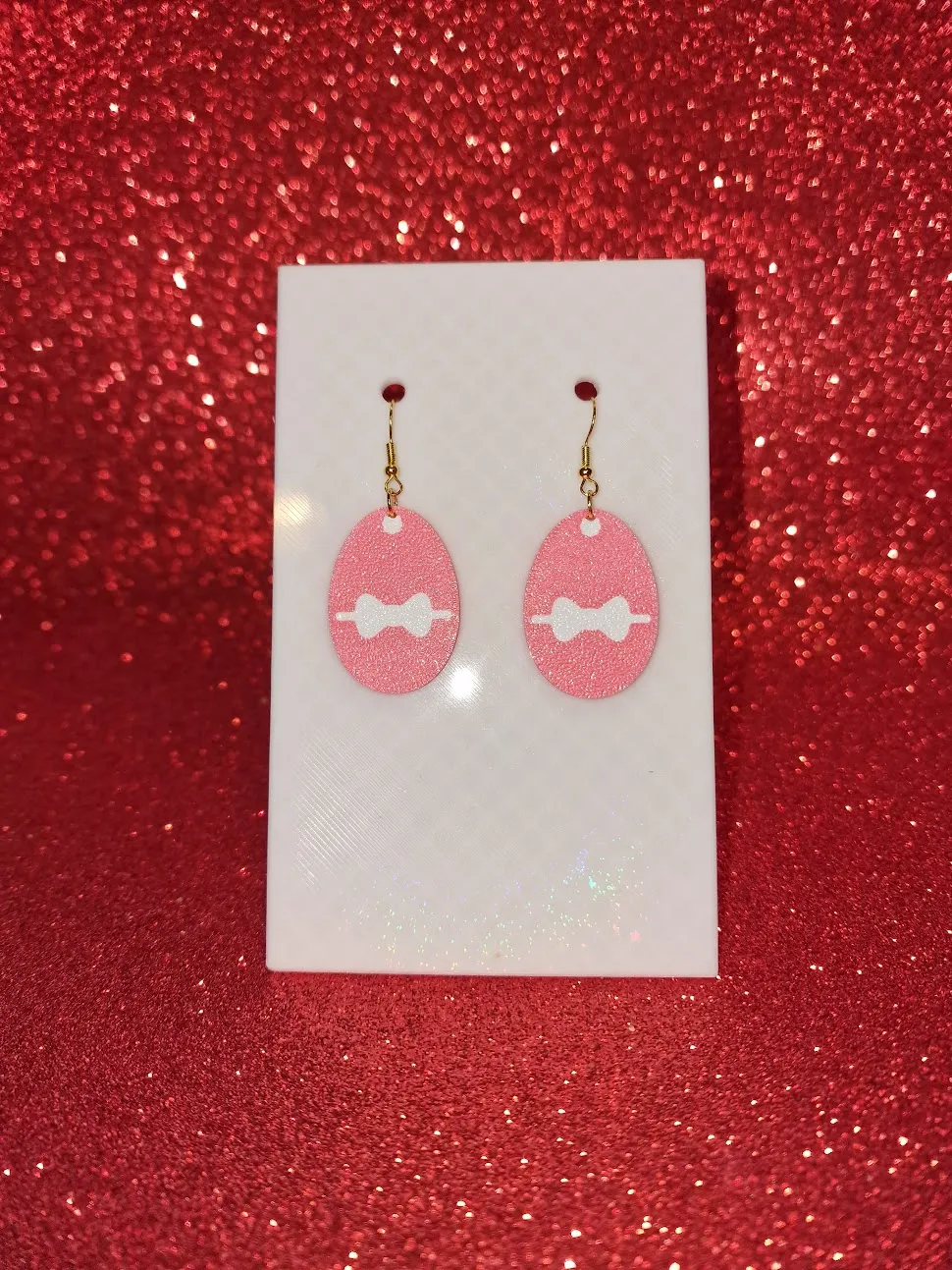 Easter egg bow earrings view 2