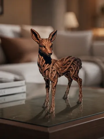 Modelo para impresión 3D: Wurzelreh "Waldläuferin" aus verflochtenem Holz — vista de referencia 2