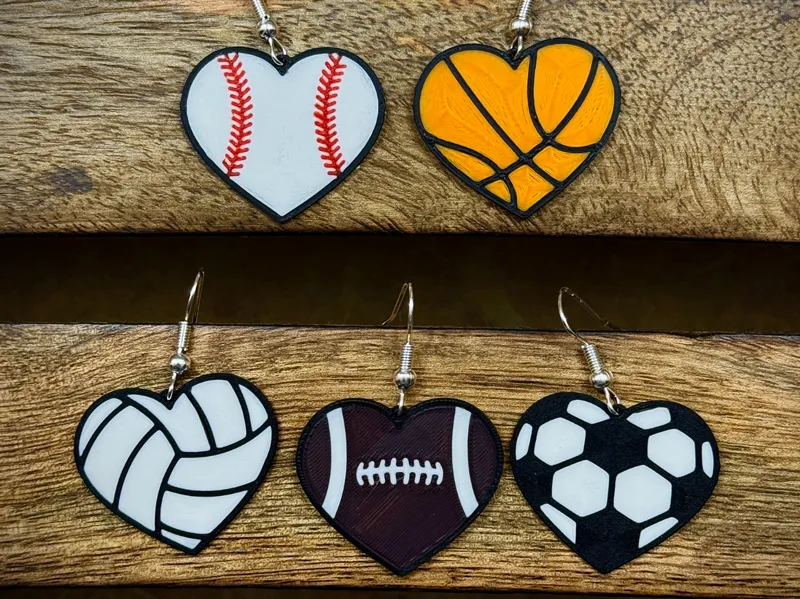 Heart Sports Ball Earrings