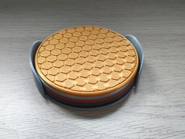 Coasters with holder - Hexagonal pattern